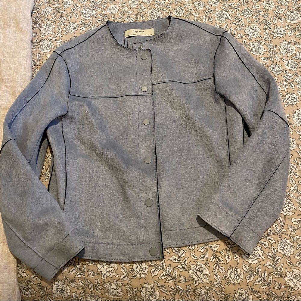 Suede light blue Zara jacket